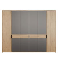 ORMAR S KLASIČNIM VRATIMA siva, prirodne boje   - siva/boje hrasta, Moderno, drvni materijal/metal (265,7/210,5/54,4cm) - Hom`in