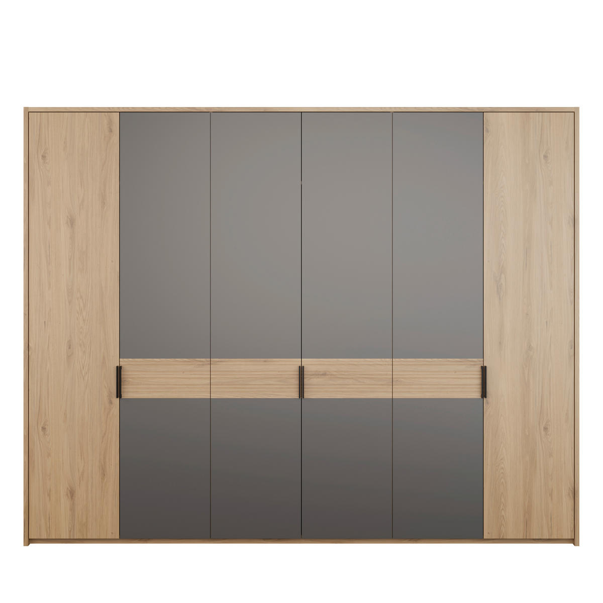 ORMAR S KLASIČNIM VRATIMA siva, prirodne boje   - siva/boje hrasta, Moderno, drvni materijal/metal (265,7/210,5/54,4cm) - Hom`in