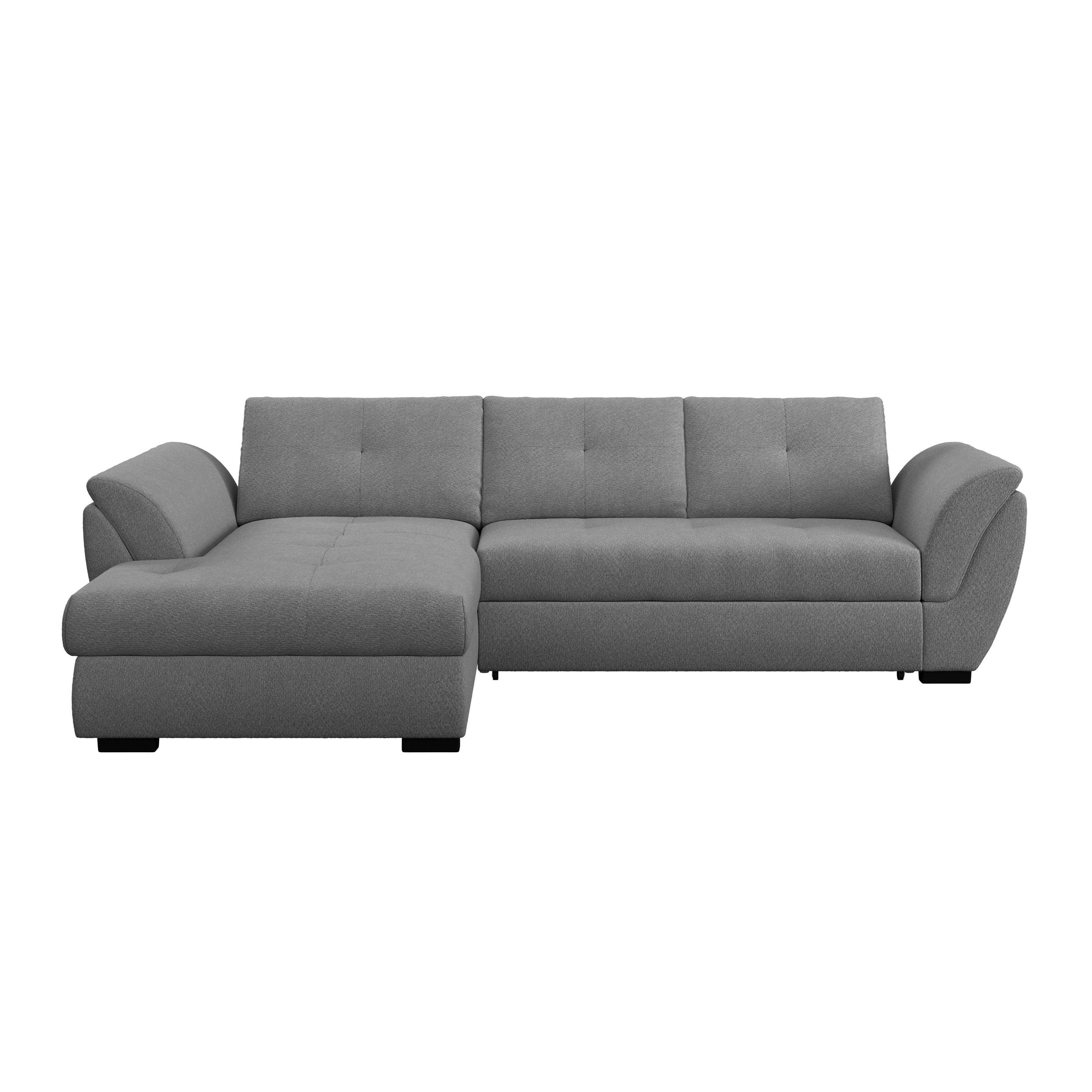 ECKSOFA Anthrazit Zierkissen, Bettkasten, Schlaffunktion, Rücken echt  - Anthrazit/Schwarz, KONVENTIONELL, Kunststoff/Textil (187/278cm) - MID.YOU