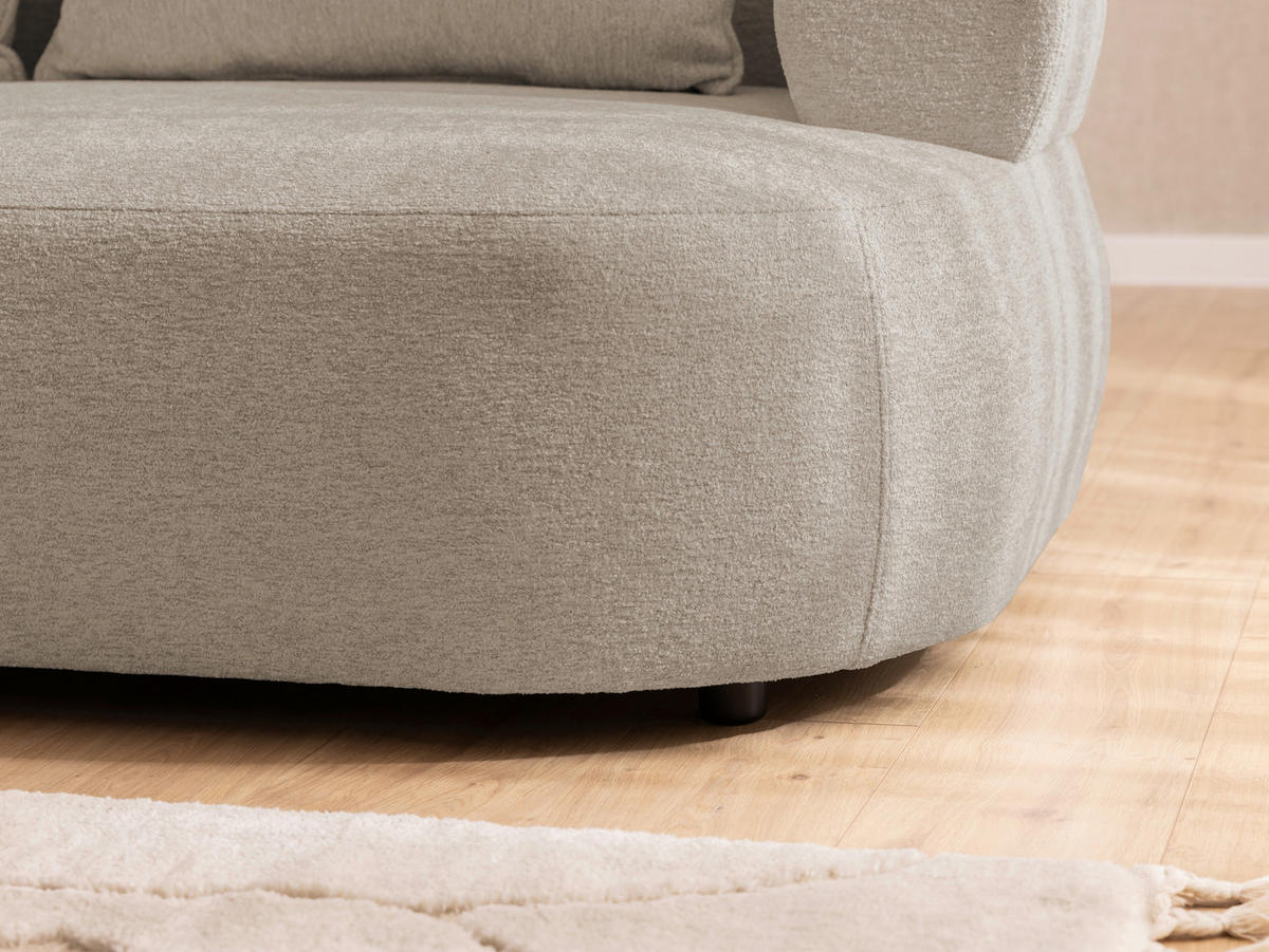 3-SITZER-SOFA Chenille Hellbraun  - Hellbraun/Schwarz, Design, Kunststoff/Textil (200/76/96cm) - Livetastic