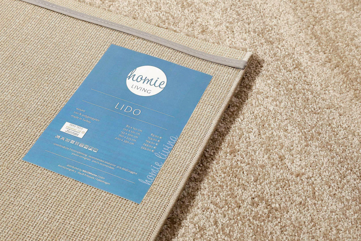 WEBTEPPICH Wohnzimmer 120/170 cm Lido Beige rechteckig  - Beige, KONVENTIONELL, Textil (120/170cm) - WECON HOME