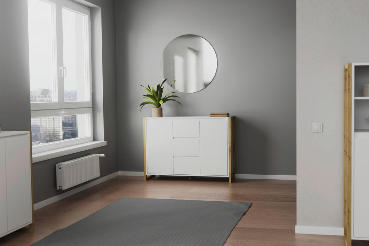 KOMMODE 120/88/40 cm  in Weiss, Eiche Artisan  - Weiss/Eiche Artisan, Design, Holzwerkstoff (120/88/40cm) - MID.YOU