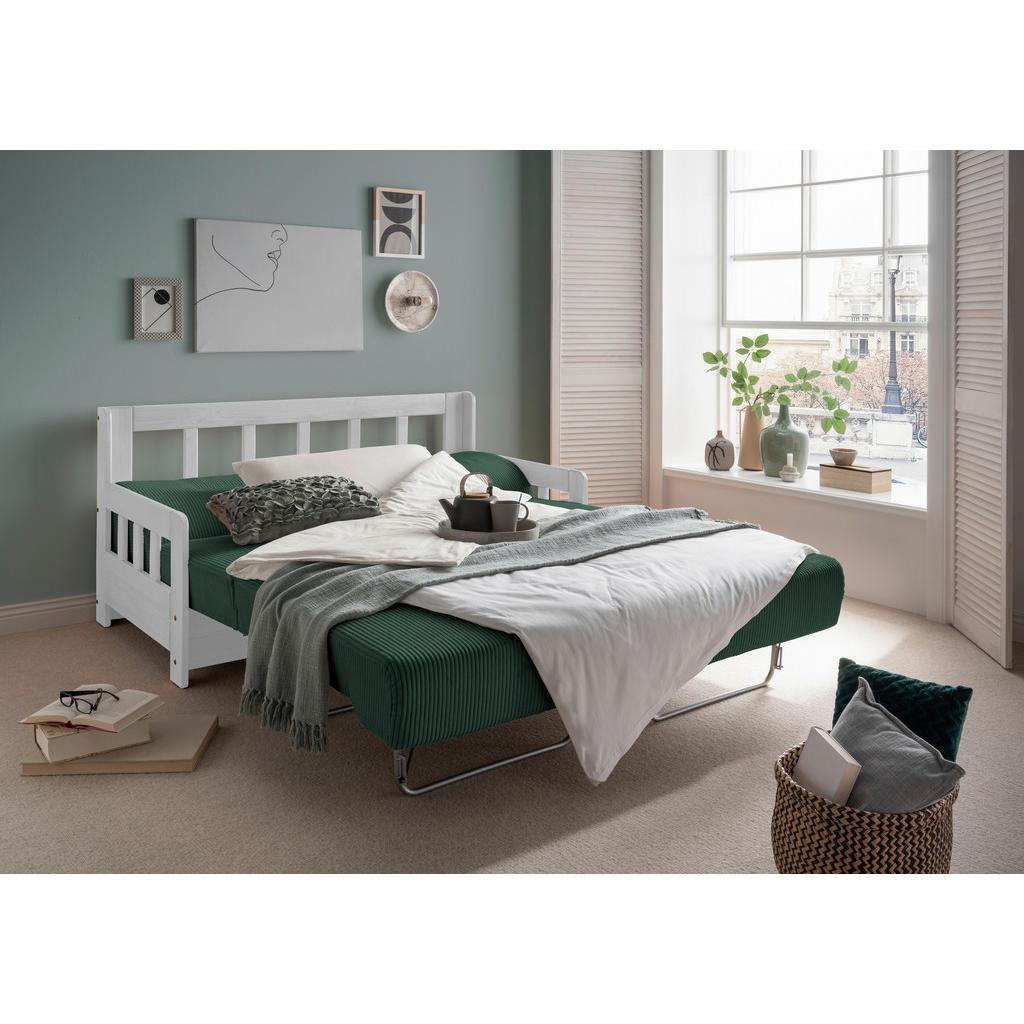 Thumbnail - Livetastic Schlafsofa, Grün, Textil, Kiefer, massiv, 2-Sitzer, 154x88x90 cm, Made in EU, einzeln ausziehbar, Armteil lin...