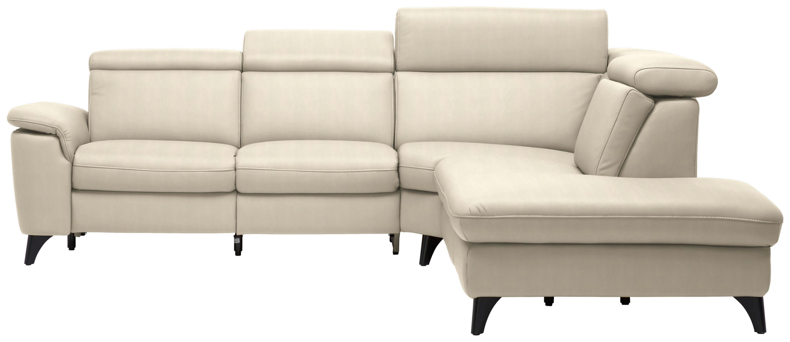 ECKSOFA in Echtleder Creme  - Creme/Schwarz, Design, Leder/Metall (285/239cm) - Cantus