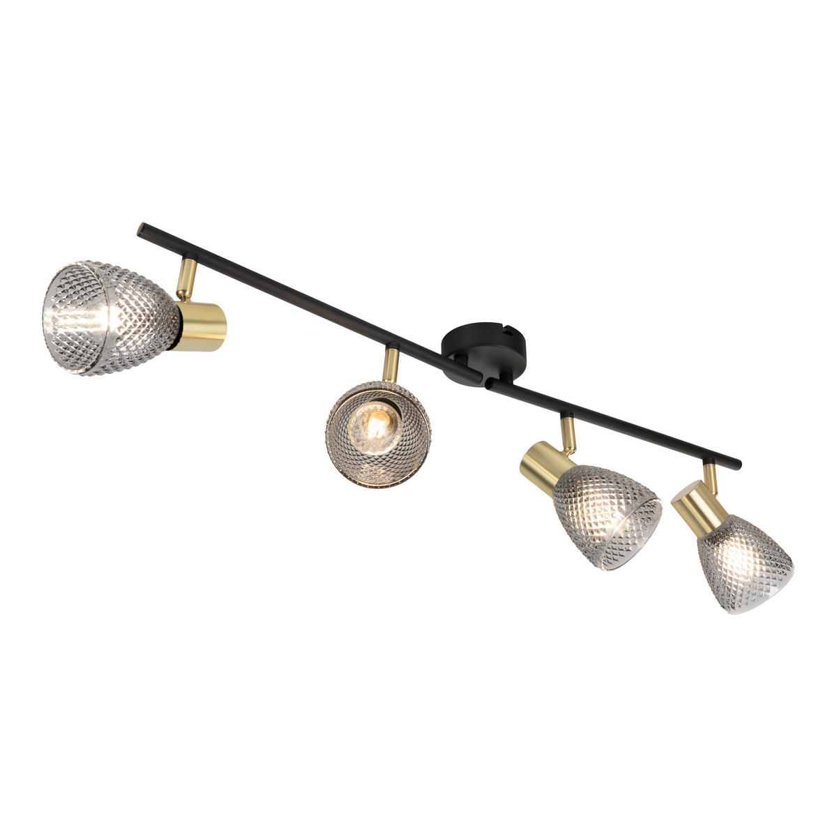 DECKENSTRAHLER 76/19 cm   - Schwarz, LIFESTYLE, Glas/Metall (76/19cm) - Näve
