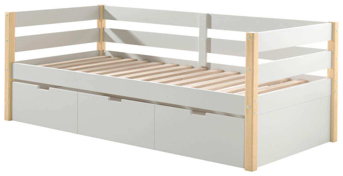 AUSZIEHBETT 90/200 cm  in Weiß, Kieferfarben  - Weiß/Kieferfarben, MODERN, Holz/Holzwerkstoff (90/200cm) - MID.YOU