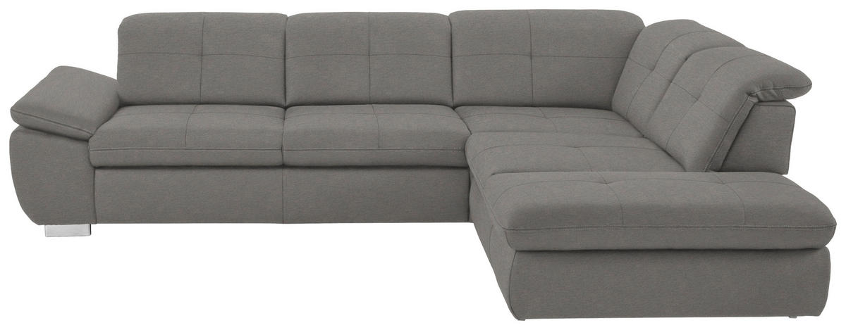 ECKSOFA in Mikrofaser Hellgrau  - Silberfarben/Hellgrau, Design, Textil/Metall (320/260cm) - Beldomo Speed