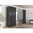 SCHWEBETÜRENSCHRANK  in Graphitfarben, Schwarz  - Chromfarben/Graphitfarben, Design, Glas/Holzwerkstoff (316/223/68cm) - Novel