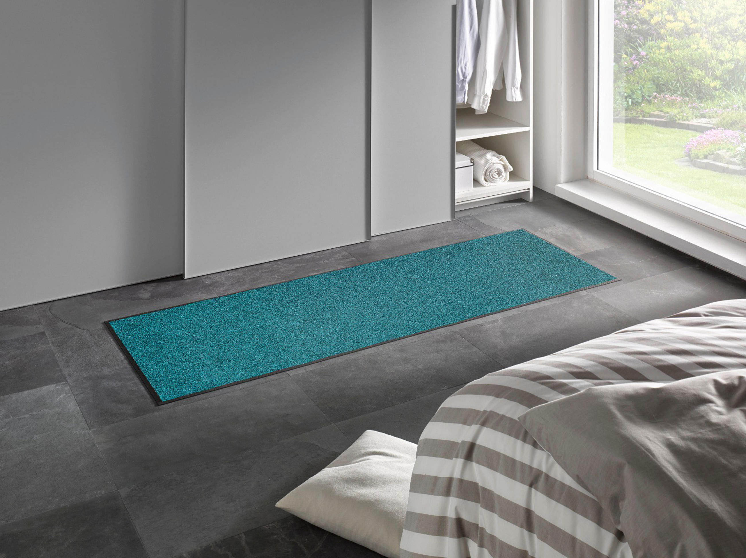 LÄUFER 60/180 cm Peacock Green  - Türkis/Grün, KONVENTIONELL, Kunststoff (60/180cm) - wash+dry