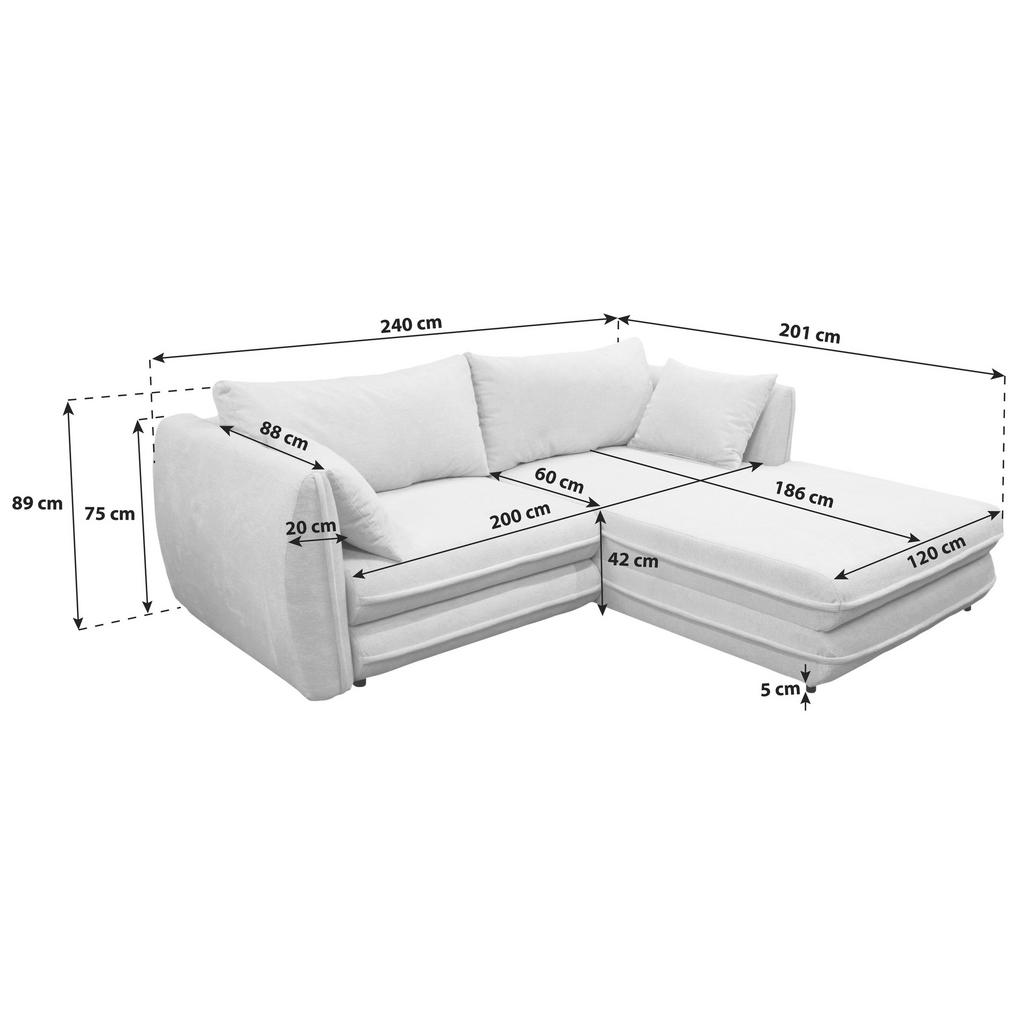Thumbnail - Mid.you Ecksofa, Creme, Textil, Ottomane rechts, L-Form, 240x201 cm, Liegefunktion, Wohnzimmer, Sofas & Couches, Wohnlan...
