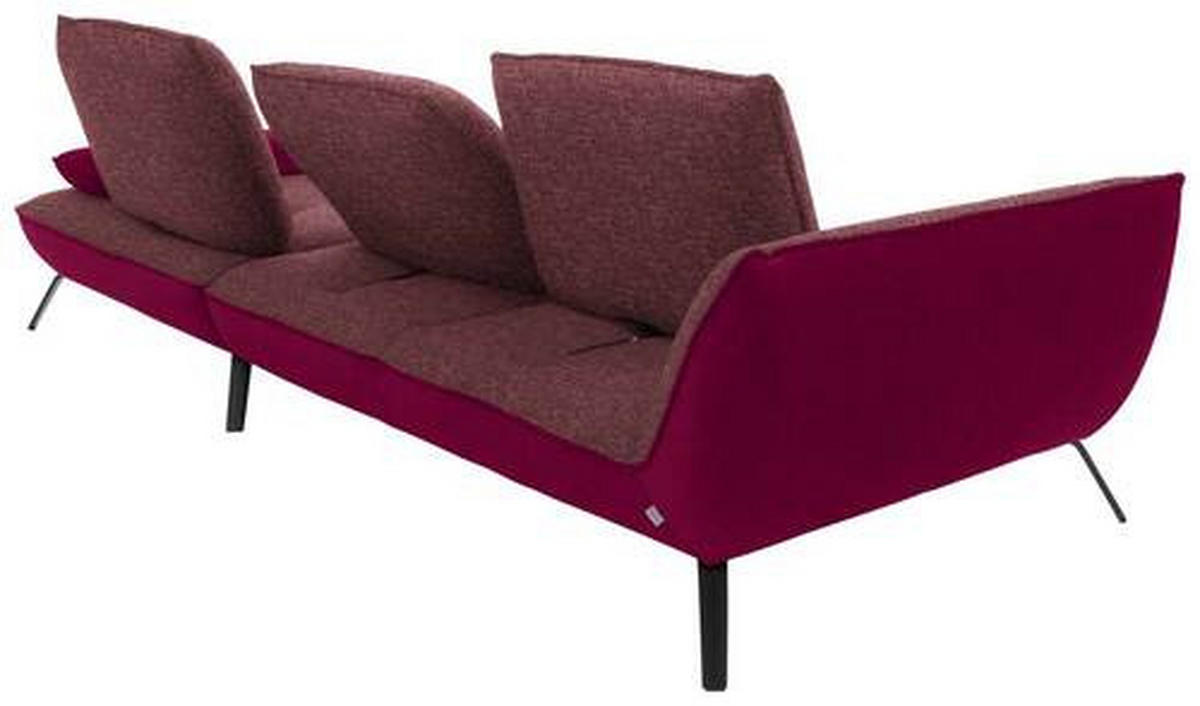 ECKSOFA in Flachgewebe Aubergine  301/191 cm  - Aubergine/Schwarz, Design, Textil/Metall (301/191cm) - Moderano