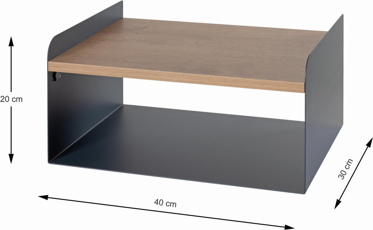 WANDBOARD Metall, Holzwerkstoff Anthrazit, Eichefarben  - Eichefarben/Anthrazit, MODERN, Holzwerkstoff/Metall (40/20/30cm)