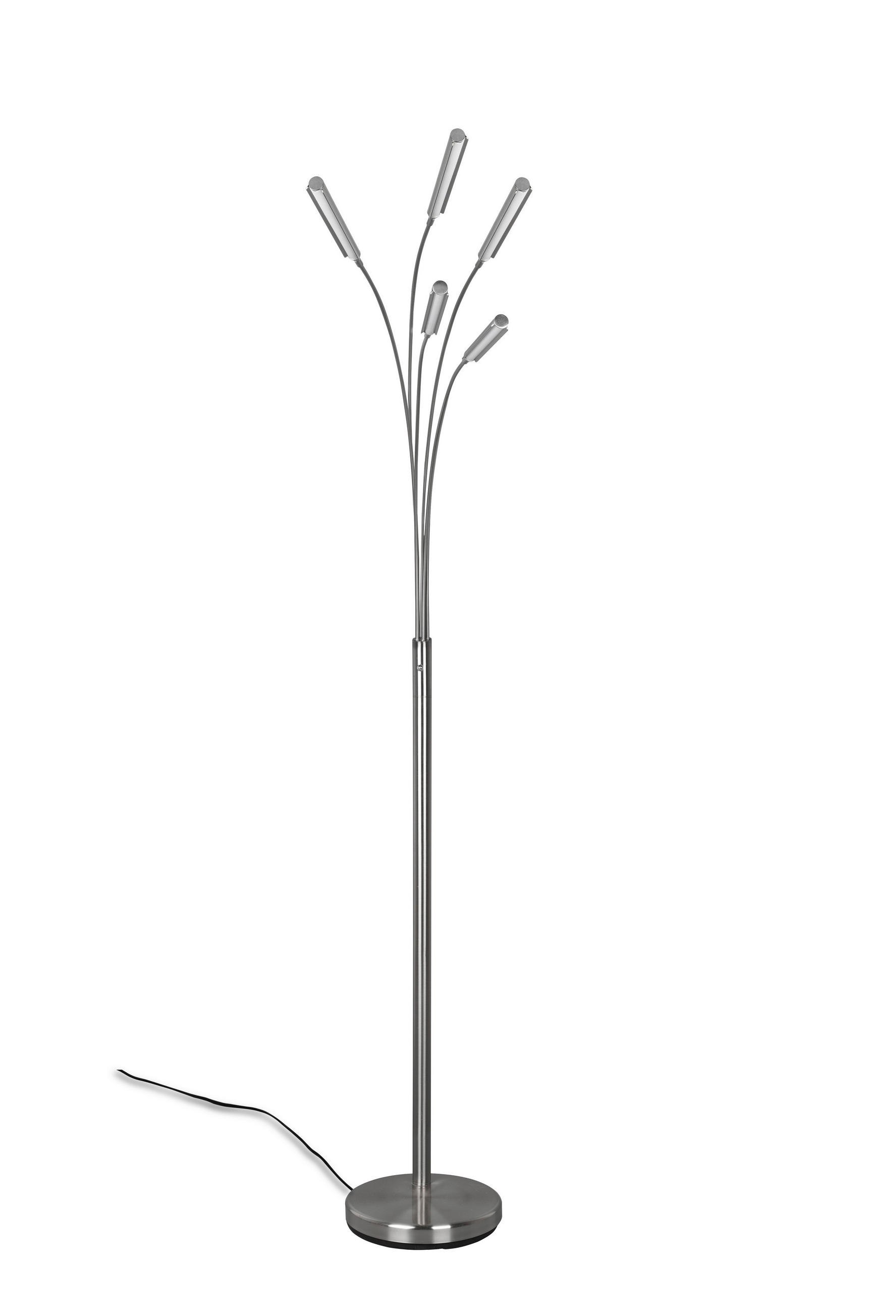 LED STOJACÍ LAMPA, 30,5/195/85,7 cm  - barvy niklu, Design, kov (30,5/195/85,7cm)