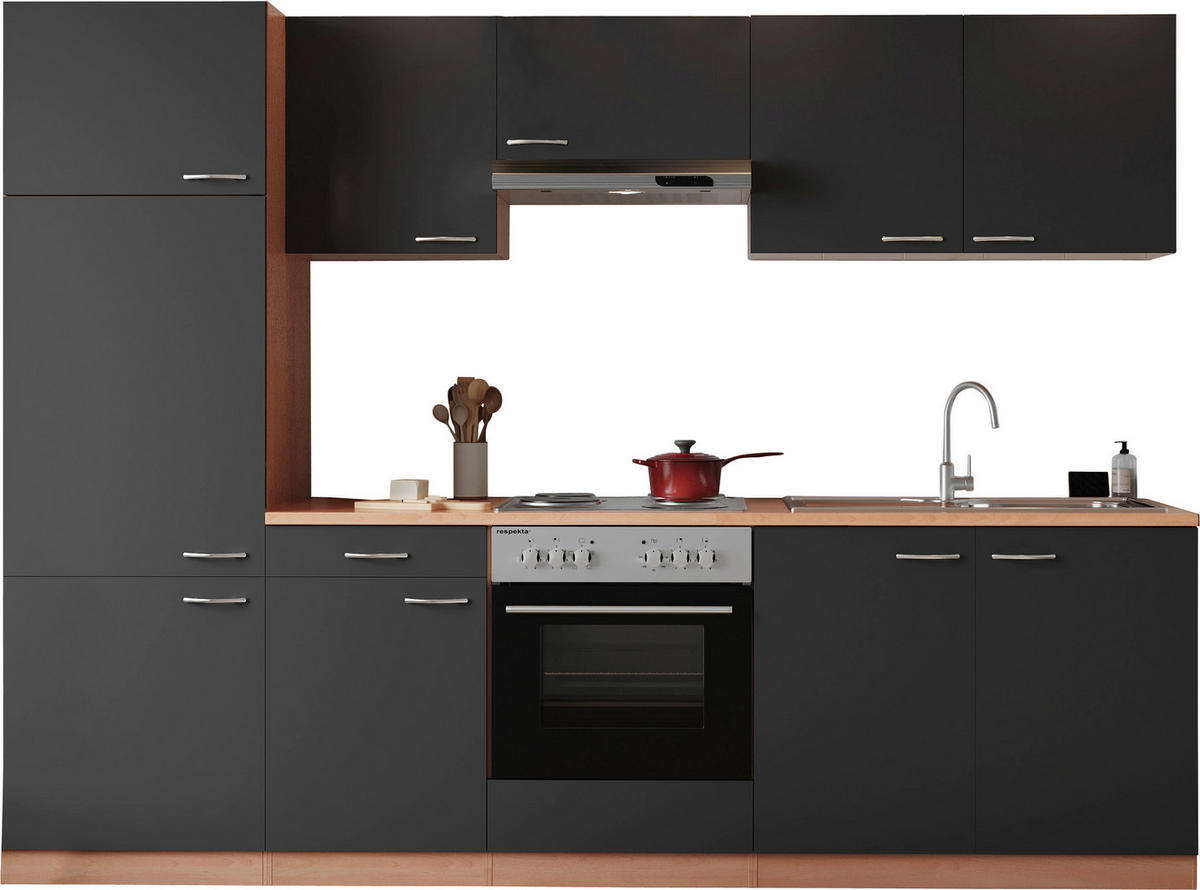 KÜCHENBLOCK 270 cm   in Grau  - Buchefarben/Alufarben, Basics, Holzwerkstoff/Kunststoff (270cm) - Respekta