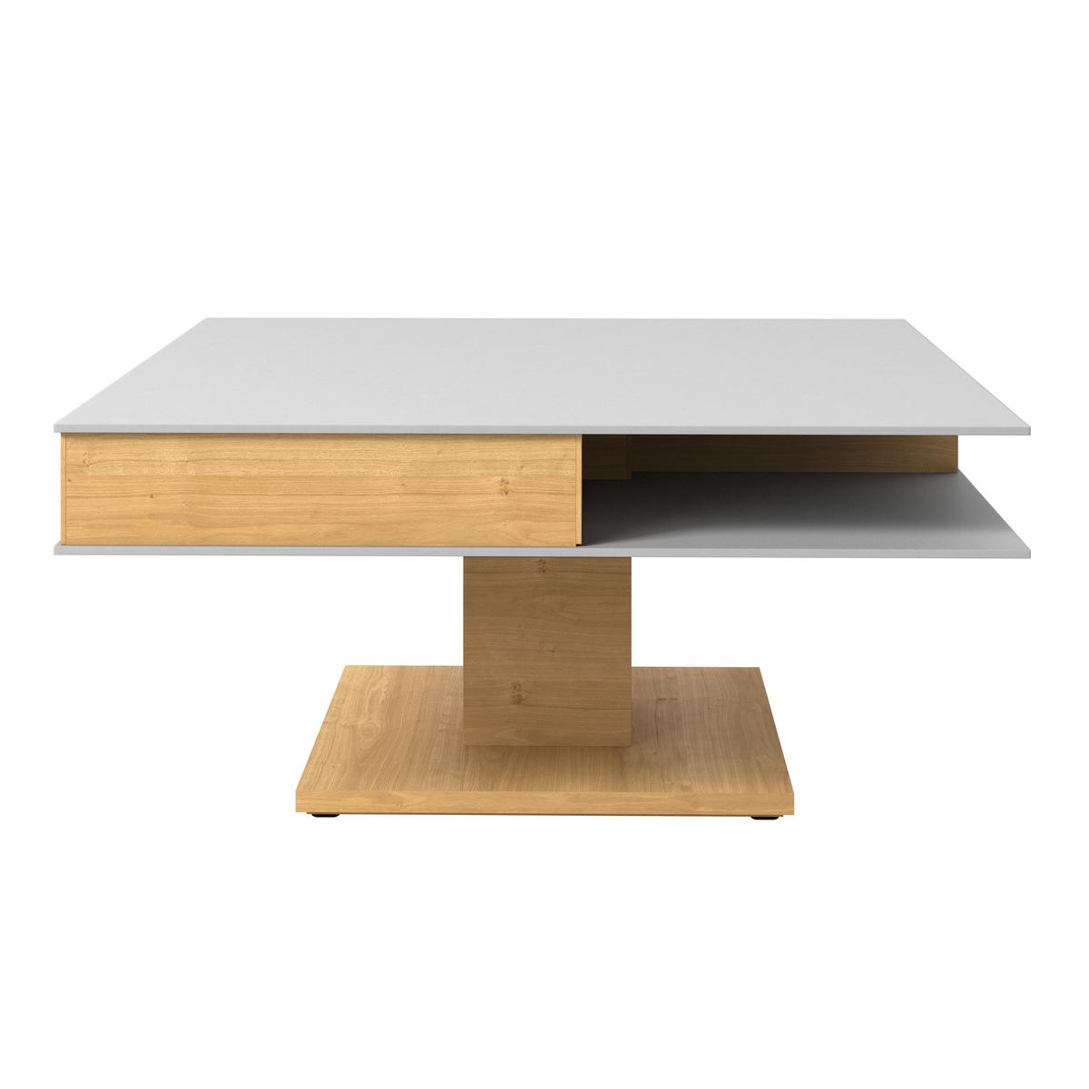 COUCHTISCH Wildeiche furniert Farbglas 90/90/35,5 cm quadratisch Grau, Eichefarben  - Eichefarben/Grau, Design, Glas/Holz (90/90/35,5cm) - Voglauer