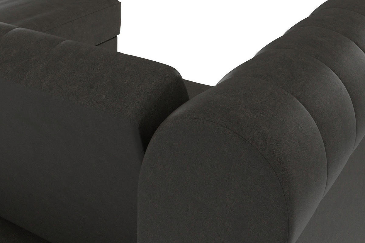 ECKSOFA FIRENZE in Mikrofaser Anthrazit  - Anthrazit/Schwarz, Basics, Holz/Textil (241/154cm) - Livetastic