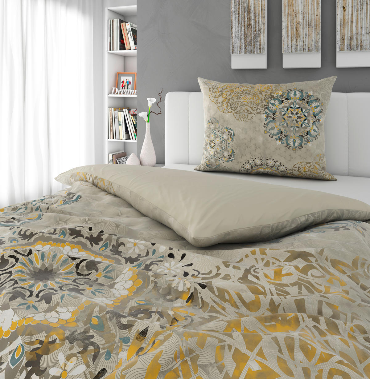 WENDEBETTWÄSCHE Raphael Satin 140/200 cm  - Grau, KONVENTIONELL, Textil (140/200cm) - Novel