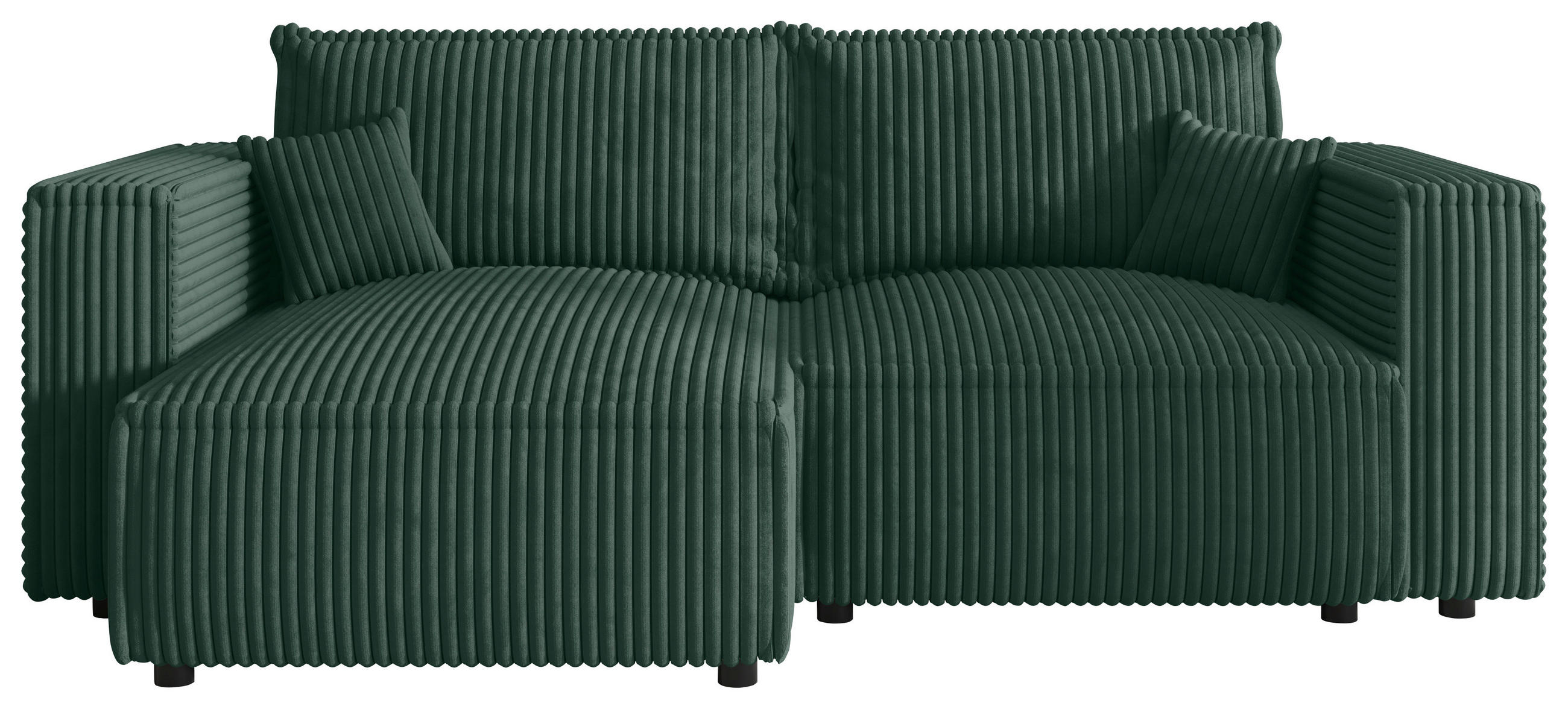 ECKSOFA  in Cord Dunkelgrün  - Dunkelgrün/Schwarz, MODERN, Kunststoff/Textil (153/250cm) - Xora
