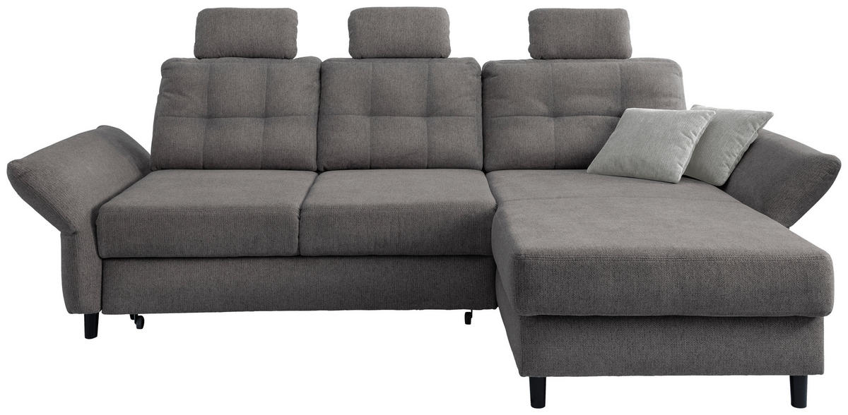 ECKSOFA in Chenille Graubraun  - Graubraun/Hellgrau, Modern, Holz/Textil (250-280/176cm) - Livetastic