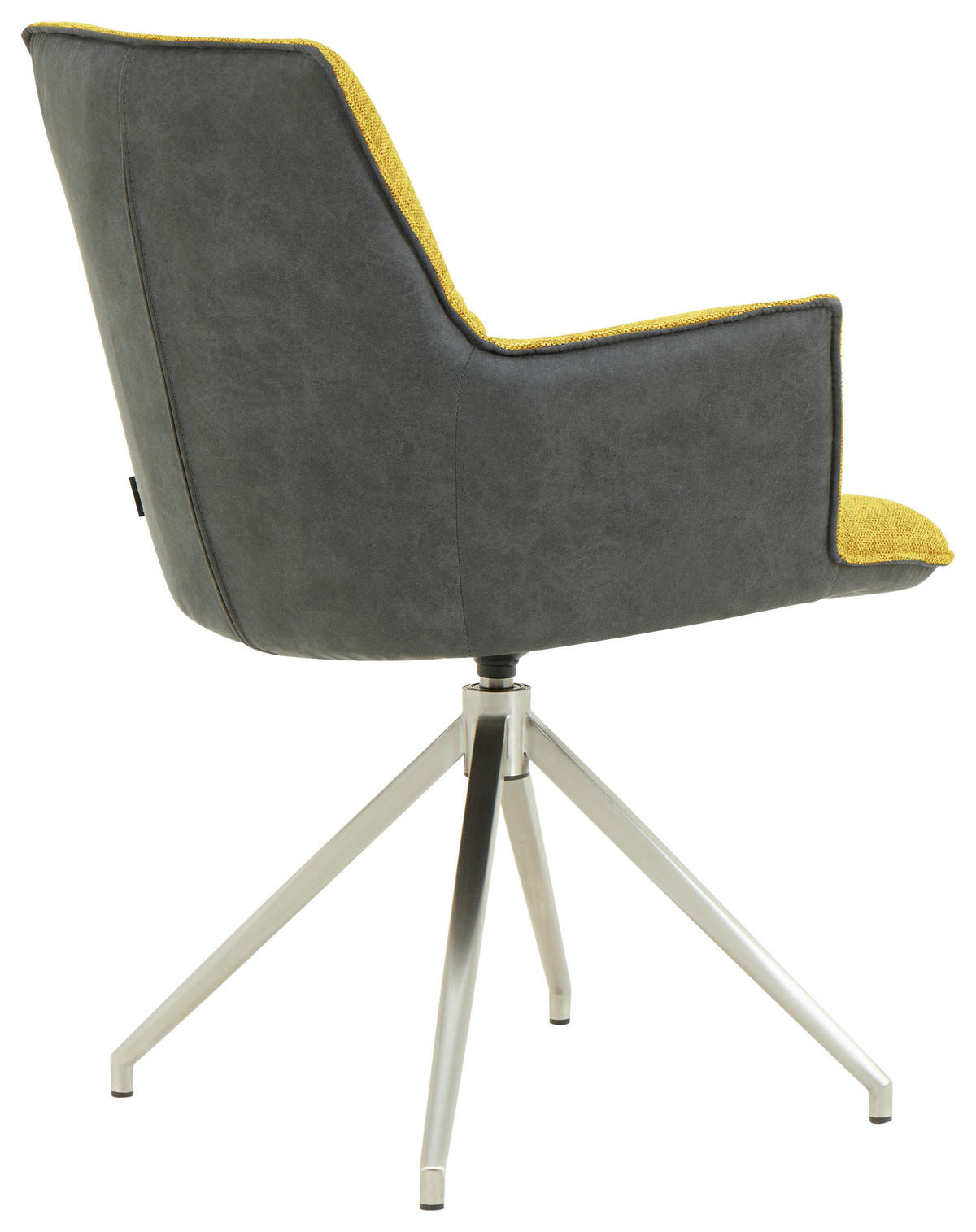 ARMLEHNSTUHL  in Edelstahl Mikrofaser, Leinenoptik  - Edelstahlfarben/Gelb, Design, Textil/Metall (59/89,5/63cm) - Novel