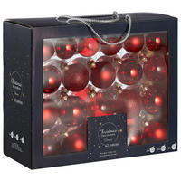 CHRISTBAUMKUGEL-SET 42-teilig  - Rot/Dunkelrot, Trend, Glas
