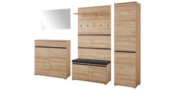 GARDEROBE 6-teilig in 276/200/40 cm - Anthrazit/Buchefarben, Design, Holzwerkstoff/Textil (276/200/40cm) - Carryhome
