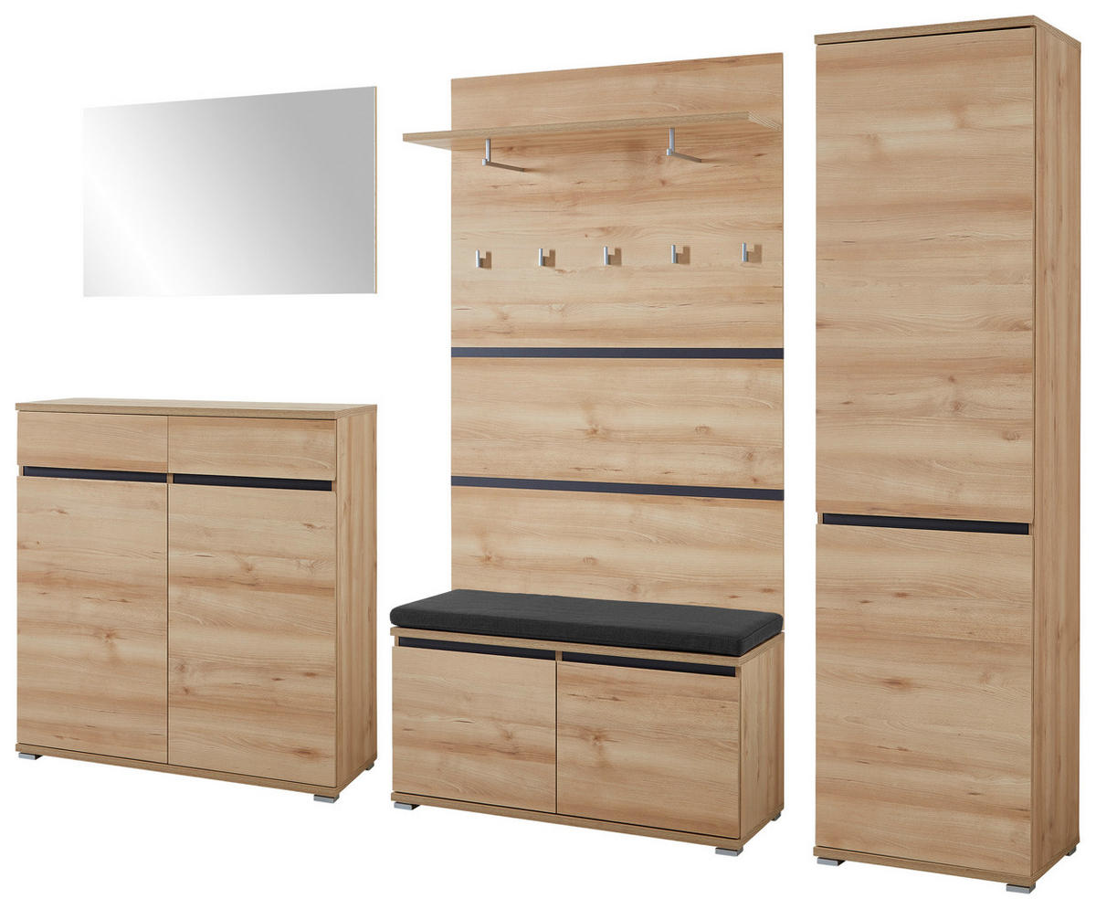 GARDEROBE 6-teilig  in 276/200/40 cm  - Anthrazit/Buchefarben, Design, Holzwerkstoff/Textil (276/200/40cm) - Carryhome
