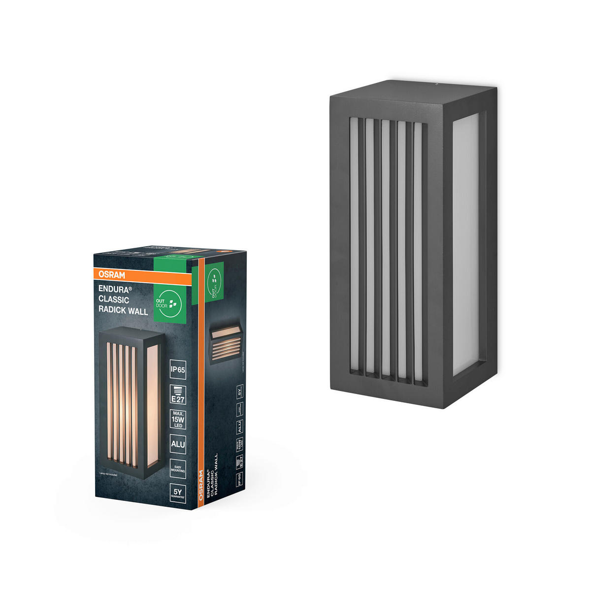 AUßENLEUCHTE 11/10,8/25 cm   - Dunkelgrau, Basics, Kunststoff/Metall (11/10,8/25cm) - Osram