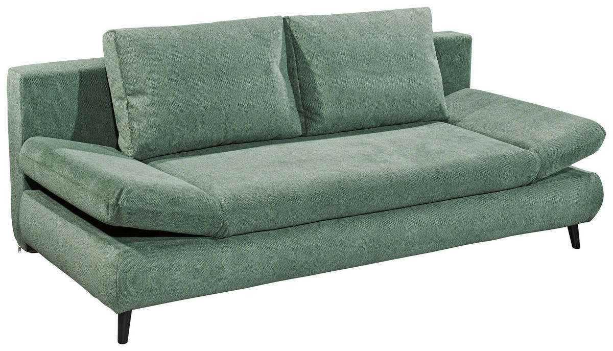 SCHLAFSOFA Mikrofaser Grün  - Schwarz/Grün, KONVENTIONELL, Kunststoff/Textil (212/88/101cm) - MID.YOU