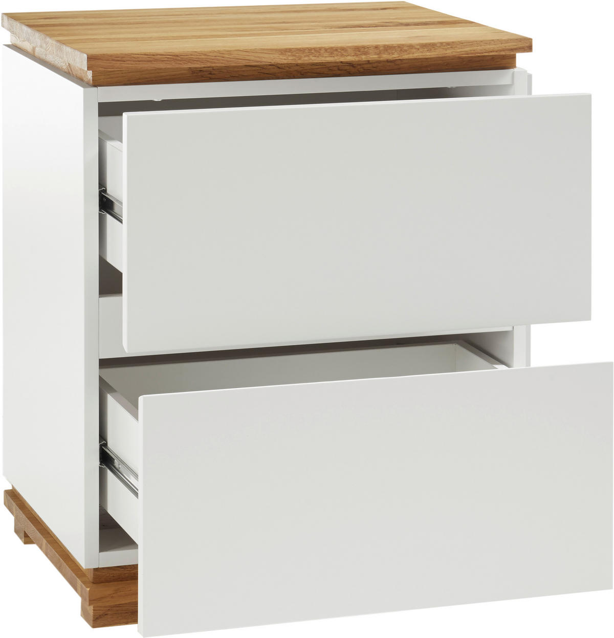 NACHTSCHRANK 48/59/40 cm Eiche massiv  - Eichefarben/Weiß, Basics, Holz/Holzwerkstoff (48/59/40cm)