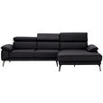 ECKSOFA Dunkelbraun Echtleder Kopfteilverstellung  - Dunkelbraun/Schwarz, Design, Leder/Metall (295/187cm) - Novel