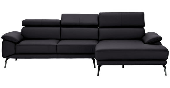 ECKSOFA Dunkelbraun Echtleder Kopfteilverstellung  - Dunkelbraun/Schwarz, Design, Leder/Metall (295/187cm) - Novel