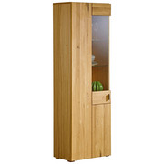 VITRINE in furniert, massiv Kerneiche Eichefarben - Eichefarben/Bronzefarben, Design, Glas/Holz (64/199,5/38cm) - Hom`in