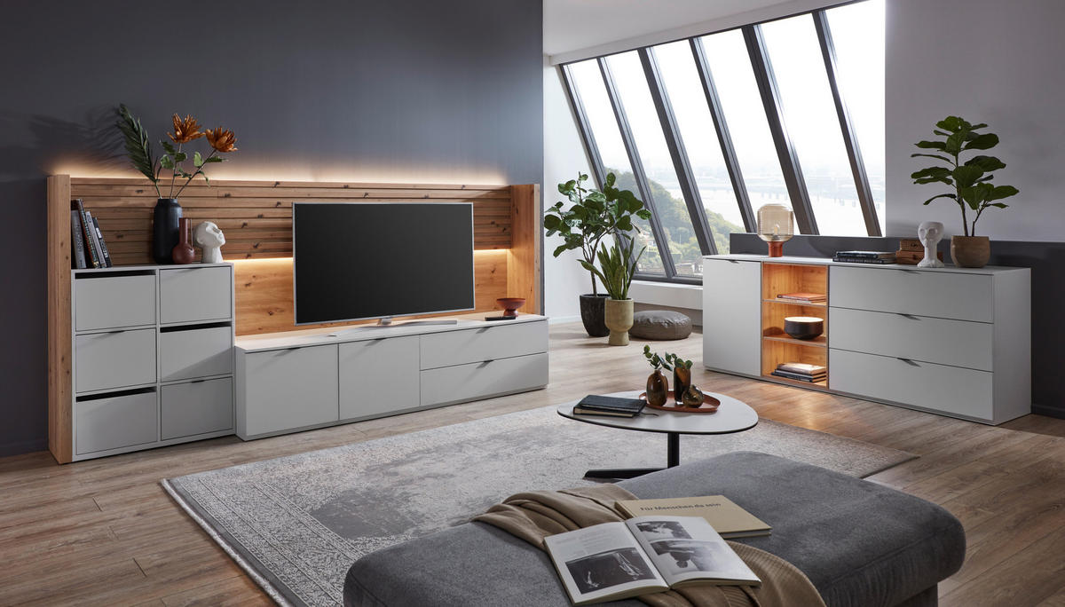 LOWBOARD  in 205/48,6/50 cm  - Anthrazit/Hellgrau, Design, Holzwerkstoff/Kunststoff (205/48,6/50cm) - Stylife