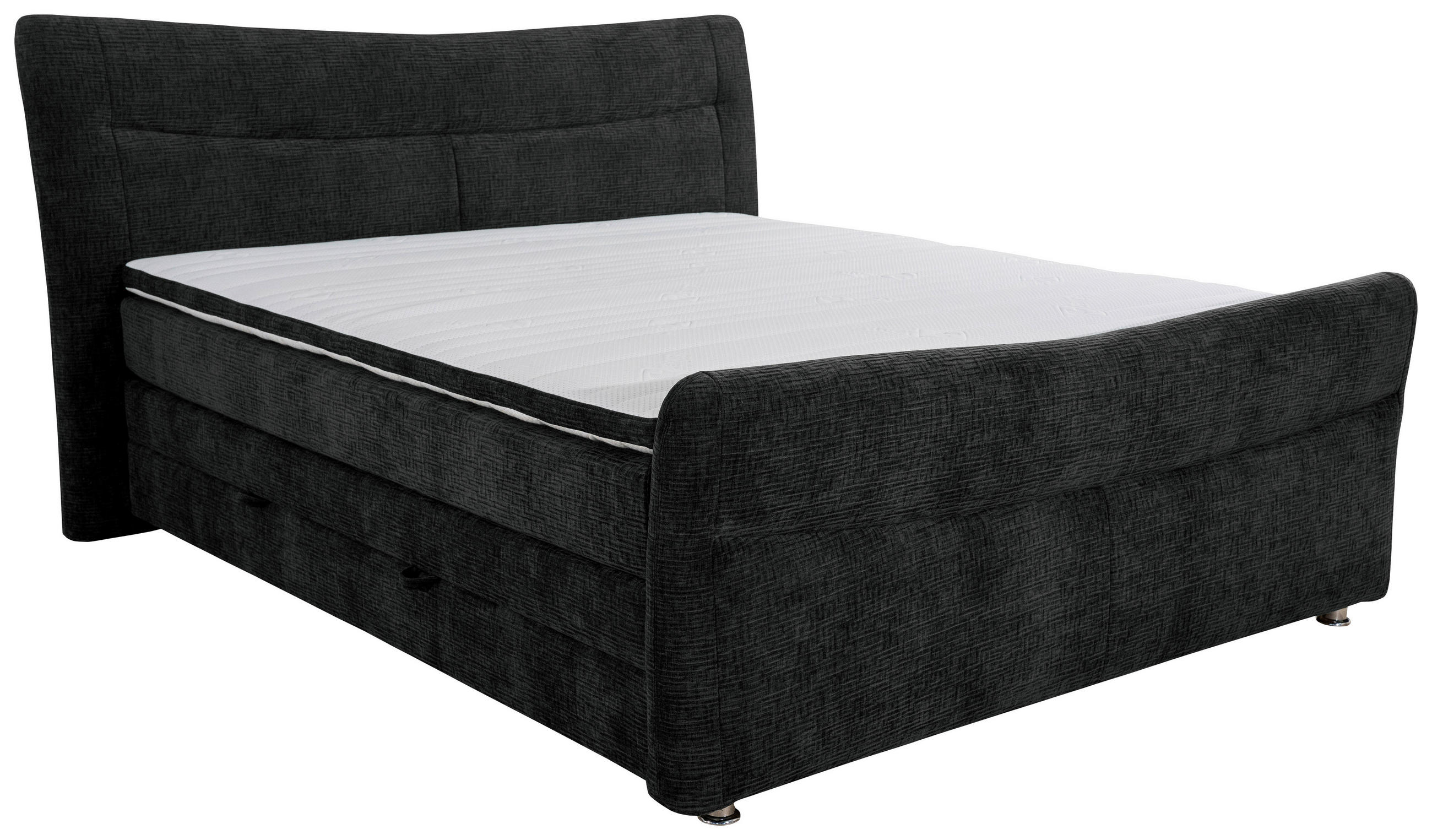 BOXSPRINGBETT 140/200 cm  in Schwarz  - Chromfarben/Schwarz, KONVENTIONELL, Textil/Metall (140/200cm) - Esposa