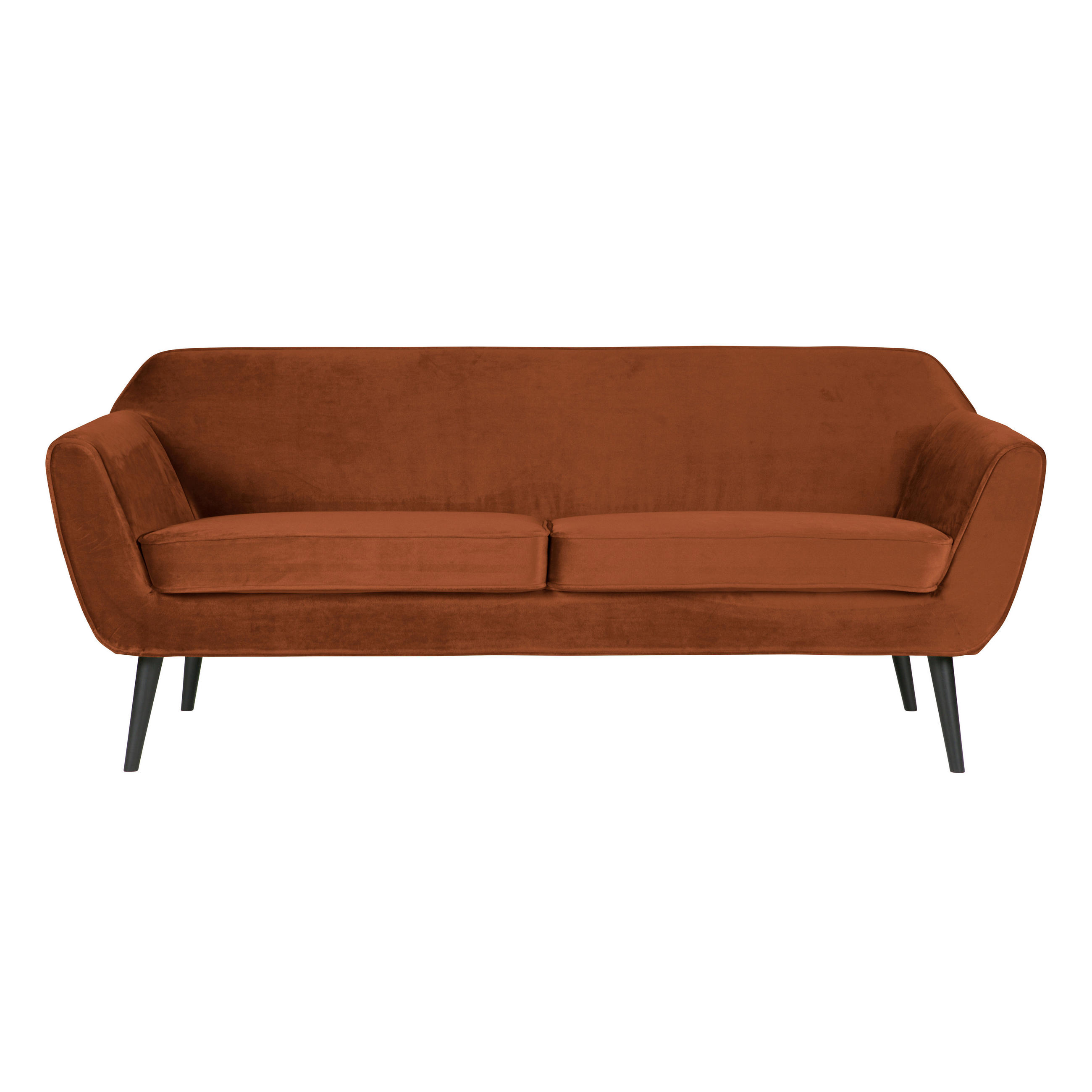 SOFA Rocco Samt Rostfarben  - Rostfarben/Schwarz, Design, Holz/Textil (187/75/82cm) - Livetastic