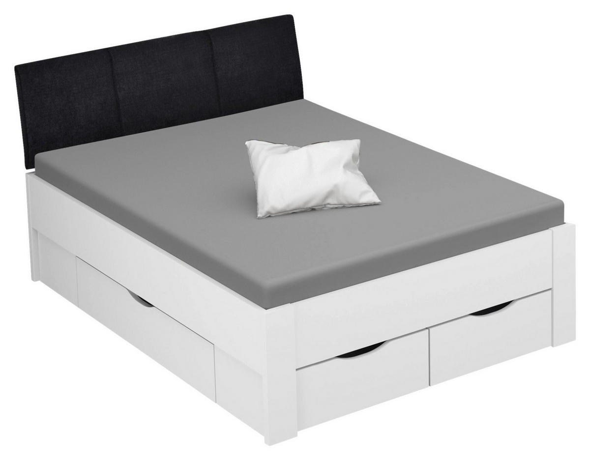 STAURAUMBETT 120/200 cm  in Weiß  - Schwarz/Weiß, Design, Holzwerkstoff/Textil (120/200cm) - Xora