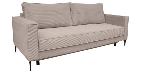 SCHLAFSOFA Cord Taupe  - Taupe/Schwarz, KONVENTIONELL, Textil/Metall (222/93/98cm) - Carryhome