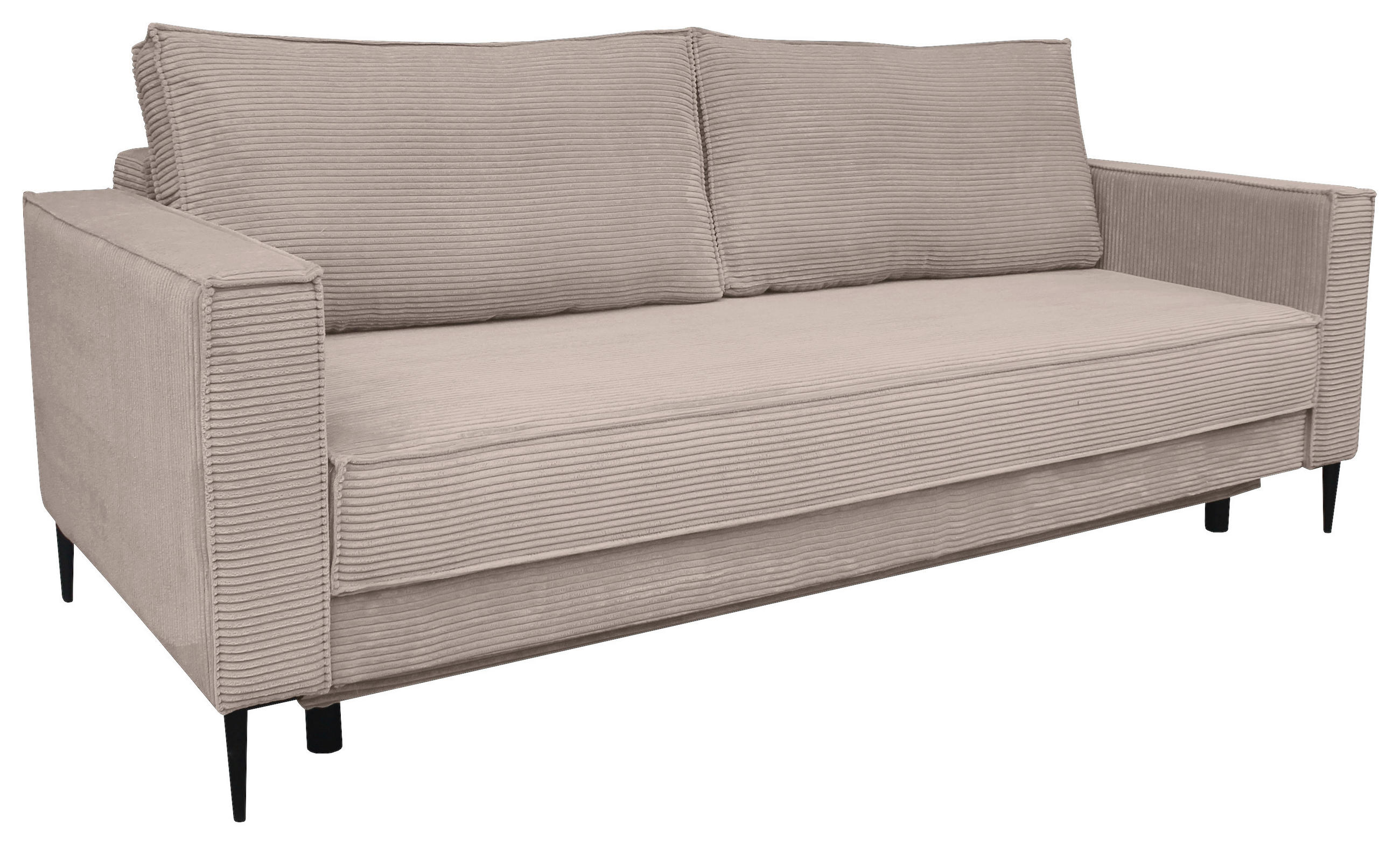 SCHLAFSOFA Cord Taupe  - Taupe/Schwarz, KONVENTIONELL, Textil/Metall (222/93/98cm) - Carryhome