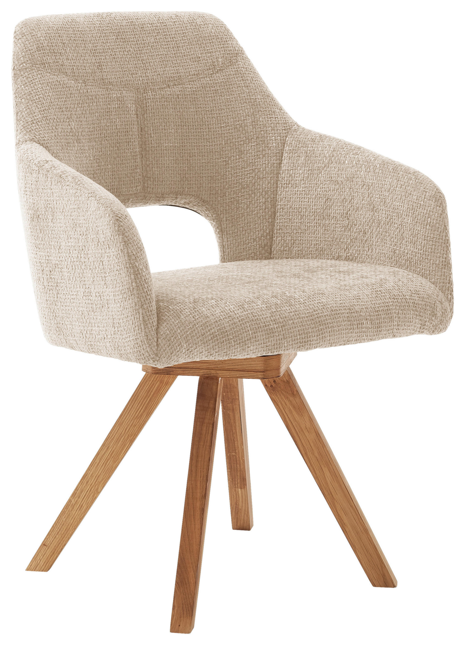 ARMLEHNSTUHL  in Webstoff  - Wildeiche/Beige, KONVENTIONELL, Holz/Textil (57/84/57cm) - Voleo