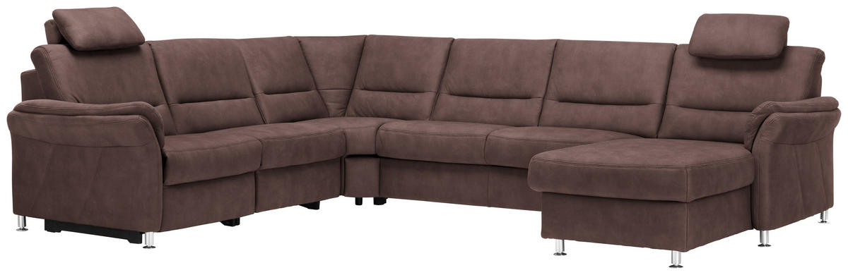SOFFA i mikrofiber brun  - aluminiumfärg/brun, Klassisk, metall/textil (262/335/173cm) - Beldomo System