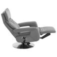 RELAXSESSEL in Leder Hellgrau  - Edelstahlfarben/Hellgrau, Design, Leder/Metall (78/112/85cm) - Cantus
