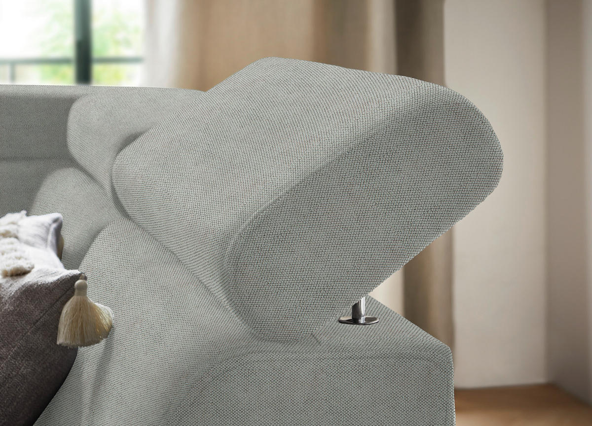 ECKSOFA in Webstoff Silberfarben  - Silberfarben/Schwarz, Design, Textil/Metall (260/203cm) - Stylife