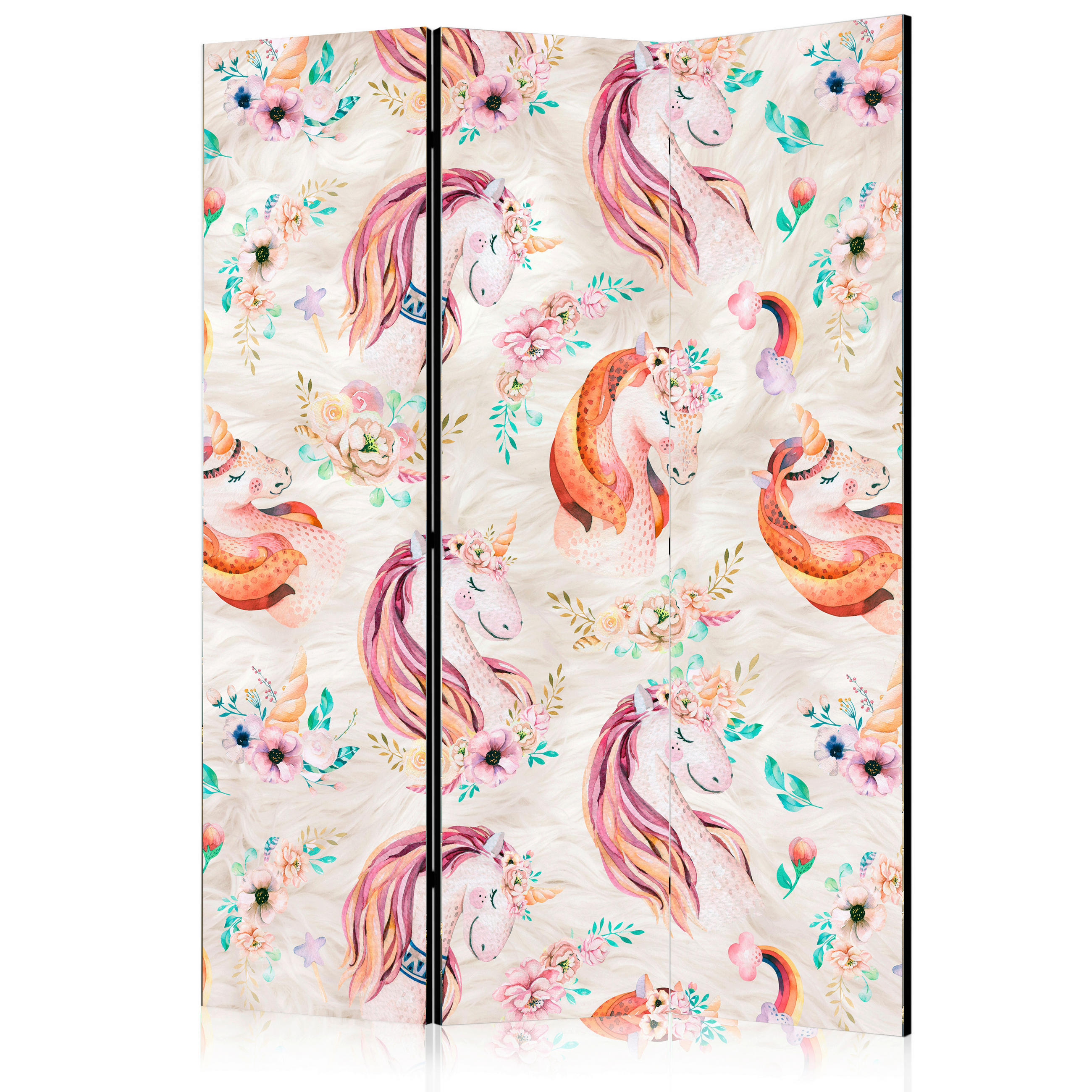 PARAVENT mit 3  Flügel - Multicolor, Basics, Holz/Textil (135/172/3cm) - artgeist
