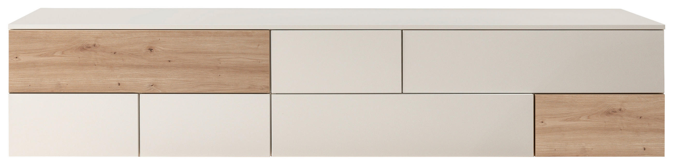 SIDEBOARD Weiss, Eiche Artisan  250/52/45 cm  - Weiss/Silberfarben, Design, Holzwerkstoff/Kunststoff (250/52/45cm) - Moderano