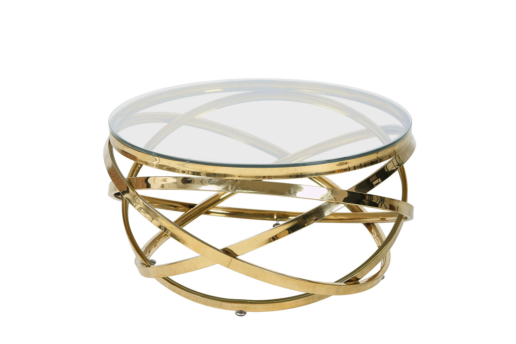 COUCHTISCH Sicherheitsglas 80/80/42 cm rund Klar, Goldfarben  - Klar/Goldfarben, Design, Glas/Metall (80/80/42cm) - Livetastic