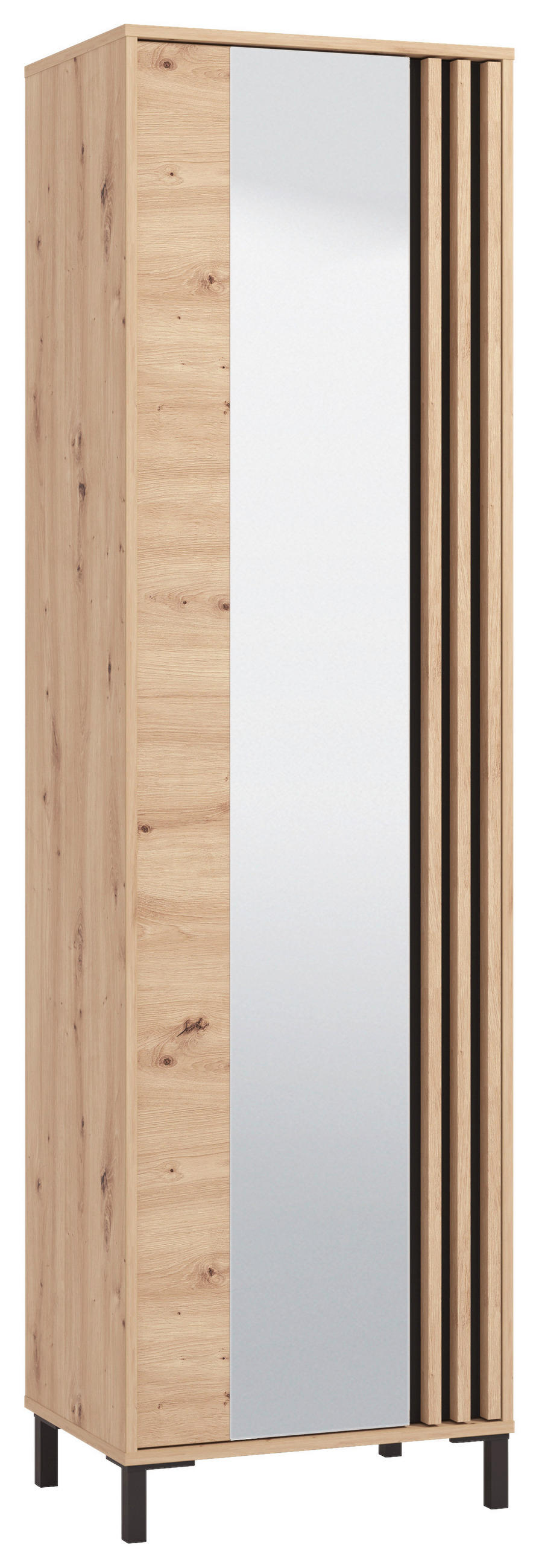 GARDEROBE 6-teilig  in 240/192,5/40 cm  - Schwarz/Eiche Artisan, Basics, Holzwerkstoff/Textil (240/192,5/40cm) - Carryhome