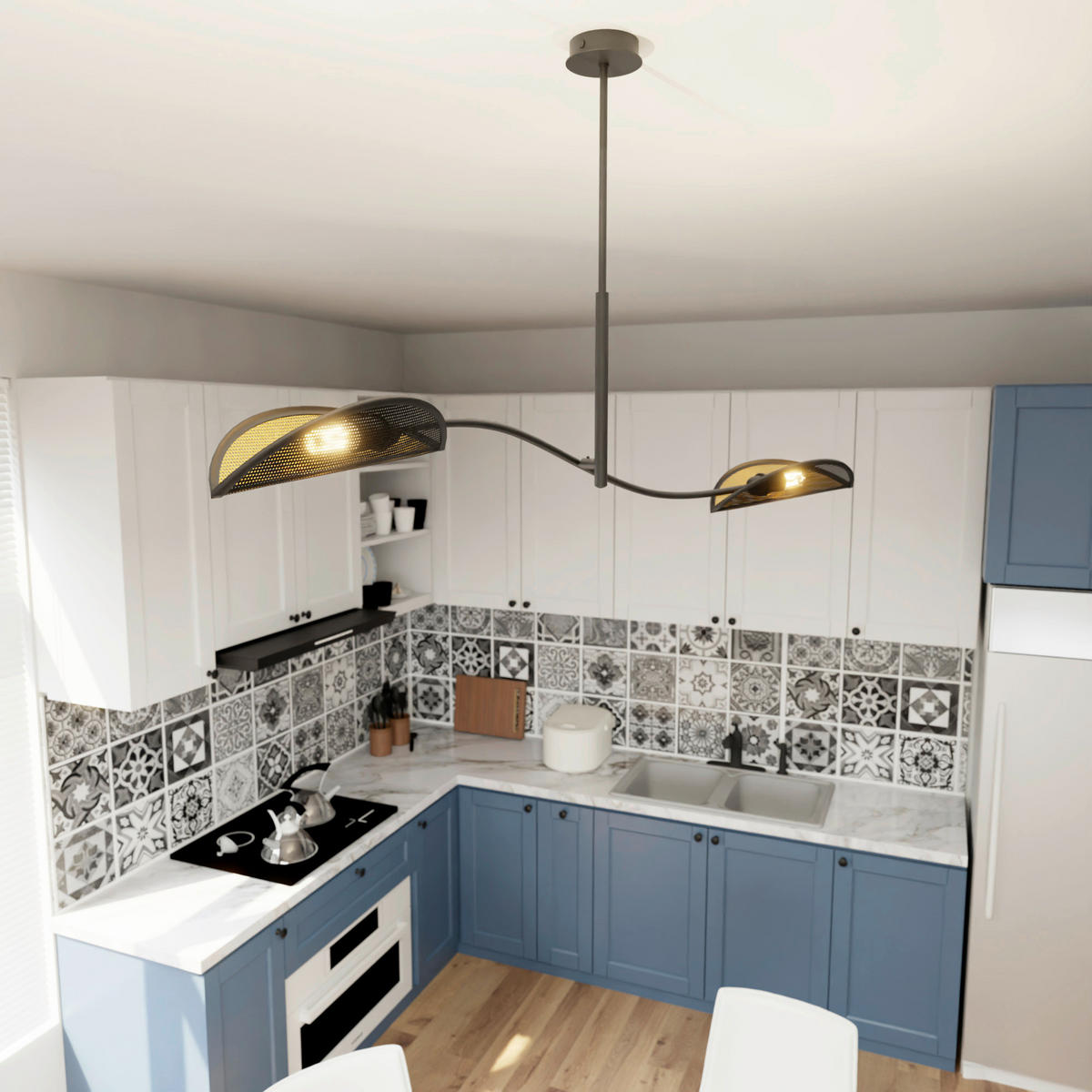 DECKENLEUCHTE 105/18/54 cm  - Goldfarben/Schwarz, LIFESTYLE, Textil/Metall (105/18/54cm)