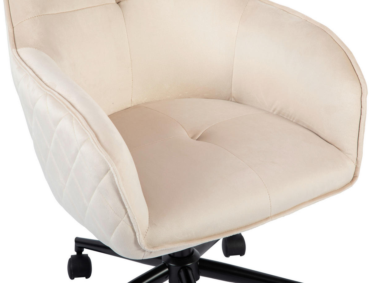 DREHSTUHL Samt Schwarz, Beige  - Beige/Schwarz, MODERN, Kunststoff/Textil (58/82/90/62cm) - MID.YOU