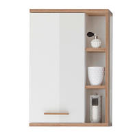 FALISZEKRÉNY 50,5/74,5/20,5 cm  - tölgyfa/fehér, Konventionell, faalapú anyag/Üveg (50,5/74,5/20,5cm) - Xora